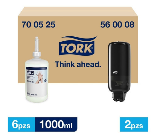 Tork Dispensador + Gel Antibacterial 6 Envases / 1000 Ml