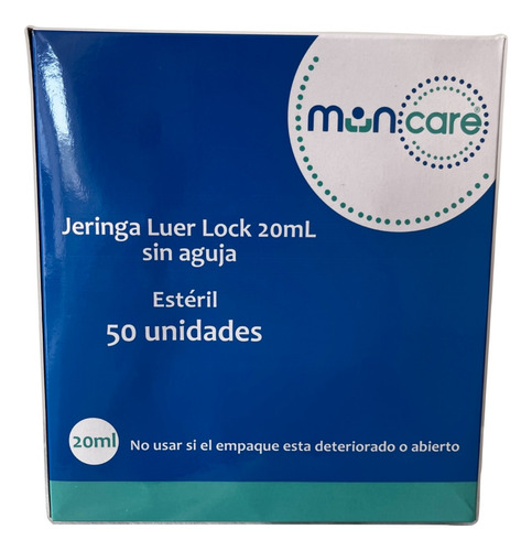 Jeringa Luer Lock 20ml S/aguja Muncare 50 Unidades