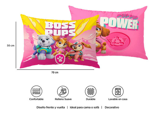 Almohada 70x50 Cm Paw Patrol Boss - Providencia Color Rosa chicle