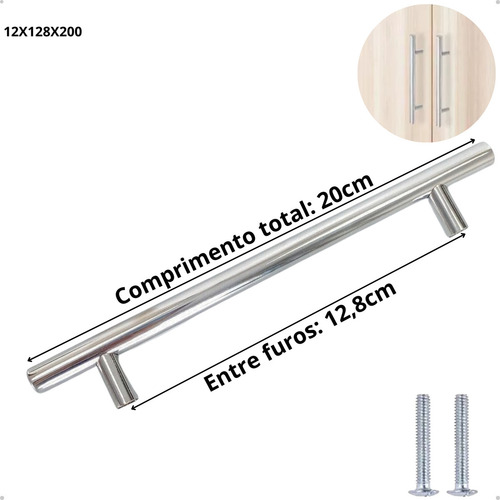 Kit 2 Puxadores Móveis Haste Redonda Inox 128mm - Compra Segura Ekom