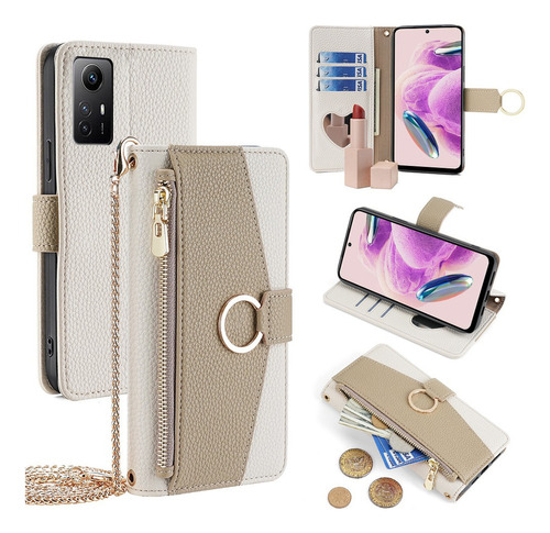 Funda Piel Para iPhone Carcasa Bolsa Con Correa Metal