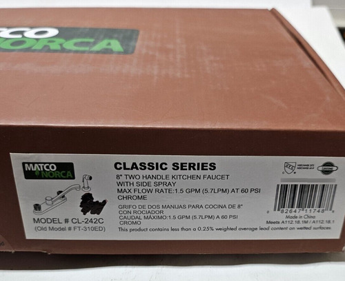 Matco Norca Cl-242c Classic Series 8 Two Handle Kitchen Bby