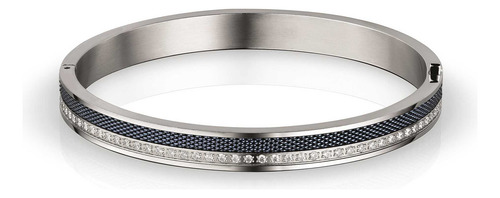 Pulseira Bering Em Aço Prateado Polido Com Zircônia 19c