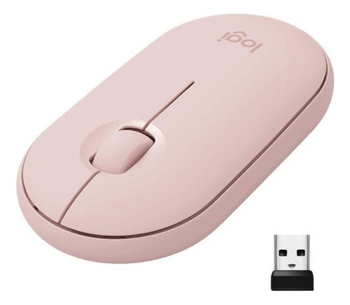 Ratón inalámbrico Pebble Logitech Slim, USB, Bluetooth, rosa