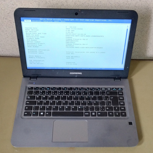 Notebook Compaq Presario Cq-17/ Ssd 160gb/ Ram 4gb/ Ok! Preto (Usado)