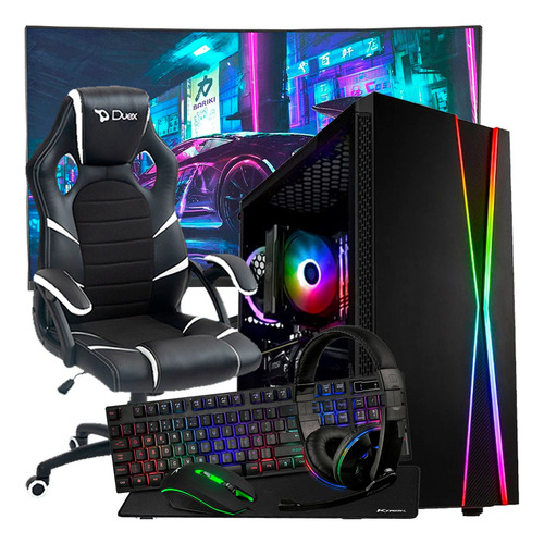 Pc Cpu Computador Completo A8 Monitor 21 Cadeira Gamer Wifi