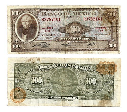 Billete México 100 Pesos Miguel Hidalgo 1973 (Usado)