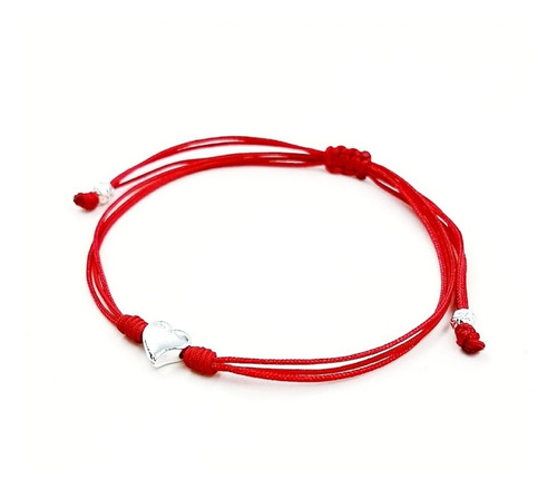 Pulsera Corazón O Estrella De Plata E Hilo Rojo.