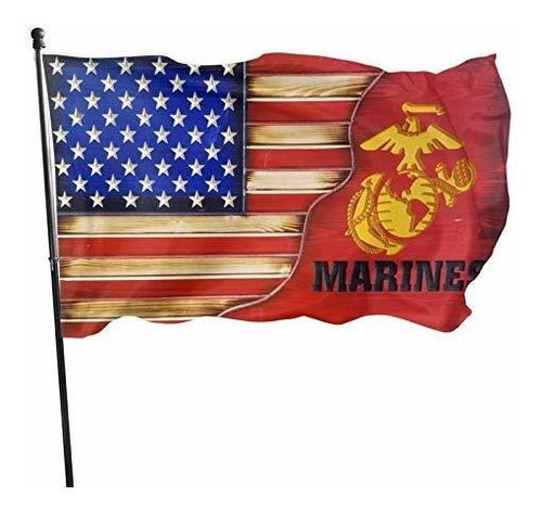 Wqjj Shishangnx Us Marine Corps Bandera Americana 3x5 Interi