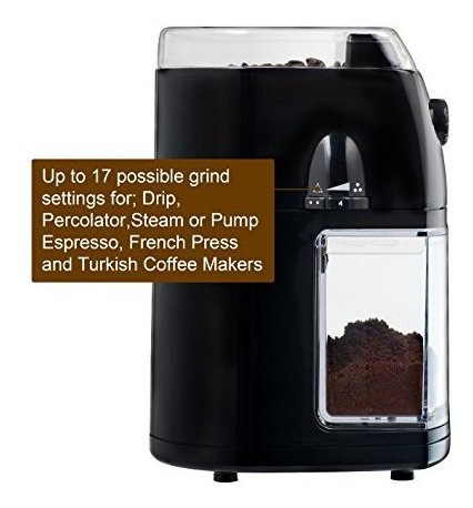 Molinillo Electrico Para Cafe Con 17 Ajustes De Molido Negro