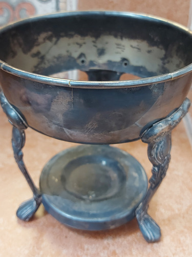 Antiguo Soporte O Base Para Botellas Baño De Plata Dañado (Usado)