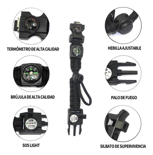 K A 2 Pulsera Cuerda Paracord Supervivencia Ajustable Navaja