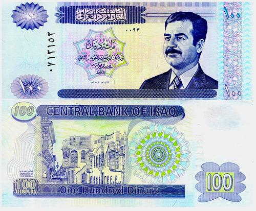 Billete De Irak 100 Dinares Nuevo 2002 Saddam Hussein-bagdad