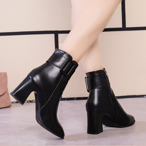 Botas Con Fondo Grueso En Forma De T, Botas Finas Con Punta