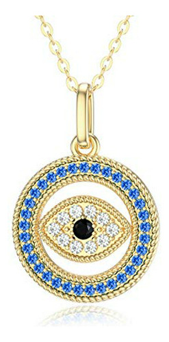 Collar - 14k Real Gold Evil Eye Necklace For Women, Yellow-w