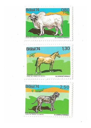 Brasil 1974 Fauna Criaderos Serie 3v Mint Completa 1123/25 