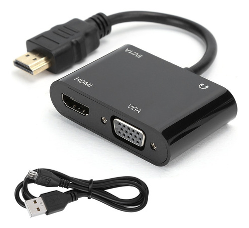 Convertidor De Vídeo Hdmi A Hdmi/vga/micor Fuente De Alimen