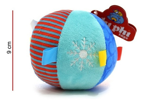 Imagen 3 de 3 de Pelota De Peluche Con Sonajero 9cm- Orig Phi Phi Toys