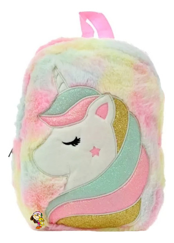 Mochila Unicornio Colores Pastel Con Brillos Original 