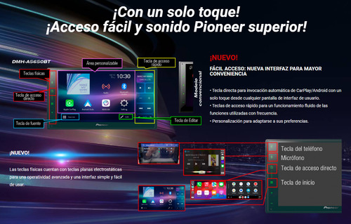 Pantalla Multimedia 6.8 Pioneer Dmh-a5650bt Android Carplay