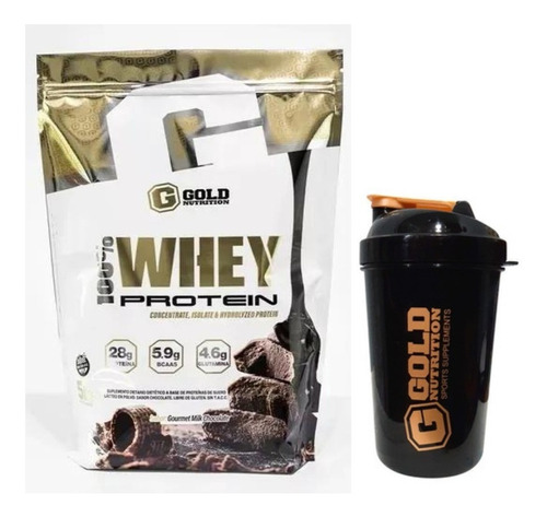 100% Whey Protein X 5lbs + Shaker V/sabores - Gold Nutrition