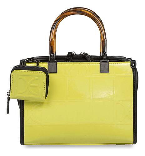 Bolsa Satchel Cloe Para Mujer Chica Maneral Acrílico Color Amarillo