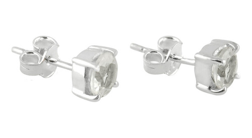 Aretes De Poste Redondo Facetado Con Danburita 5 Mm