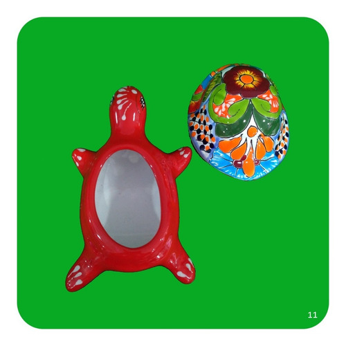 Imagen 2 de 2 de Alhajero Tortuga De Cerámica Tipo Talavera 20x12x10 Cm M11
