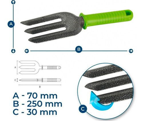 Garfo 3 Dentes 250mm Com Revestimento Protetor Palisad