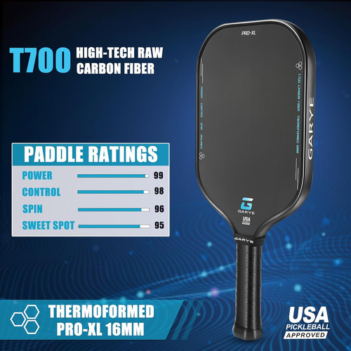 Paleta De Pickleball De Fibra De Carbono T700, 16mm
