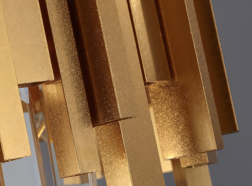 Luminária Pendente Lustre Luxuoso Dourado e Cristais Vana Sindora inl106