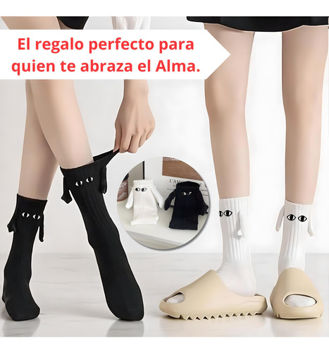 Calcetas Con Manitas Imán 4 Pares Divertidas Parejas Largas Blanco Y Negro Calceta De Manitas Con Imanes Unitalla