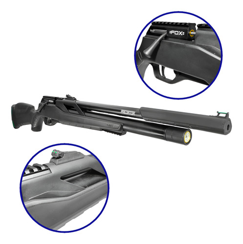 Rifle Pcp Fox Predator 5,5 Mm Repeticion Cerrojo Regulado Negro 5.5 Mm