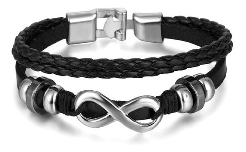 Pulsera Infinito Hombre Y Mujer Elegante De Cuero 