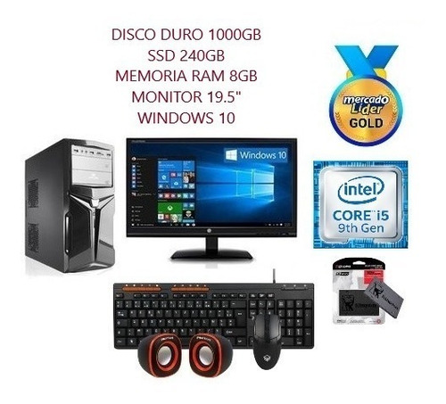 Computadora Core I5 9na Gen 1tb+240 Ssd 8gb Led 20 Inc Iva