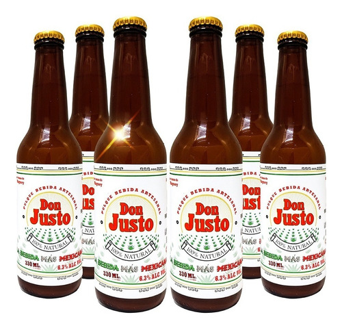 Six Pack Pulque Artesanal Don Justo 100% Natural 330ml C/u