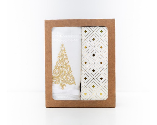 Imagem 2 de 9 de Kit Presente Natal Velas Decorativas Toalha Lavabo Bordada