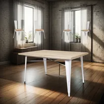 Comprar Juego De Comedor Tolix Mesa 120x70 + 4 Sillas Tolix C\u002Fmadera
