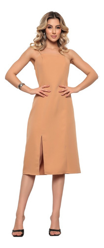 Vestido Feminino Casual Longo Soltinho Alcinha Fenda Luxo