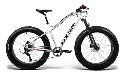 Bicicleta Gts Fat Aro 26 7v Freio Hidráulico E Suspensão Cl Cor Branco-vermelho Tamanho Do Quadro 17