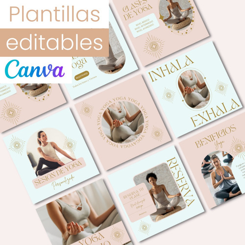 24 Plantillas Editables En Canva + Regalos - Modelo Yoga Ros