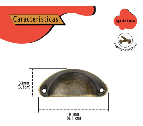 10 Puxador Concha Colonial Armários Cómodas Gavetas Gabinete