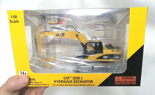 Miniatura Diecast 1/50, Excavadora Cat 323d L, Amarilla