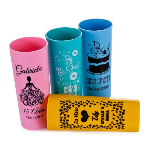 100 Copo Long Drink Diversas Cores 350 Ml