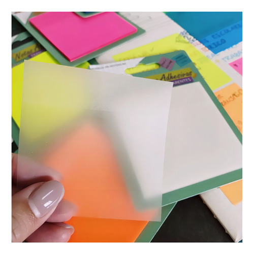Block Notas Adhesivas Transparentes,pascua 3x3 In, 50 Hojas. Color Blanco
