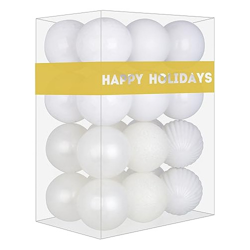 Bolas De Navidad Grandes De 3.2 In, Color Blanco, Decor...