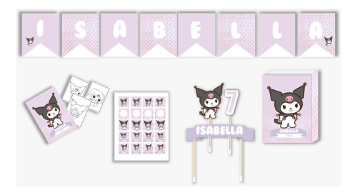 Combo Cumple Decoración Kuromi X30