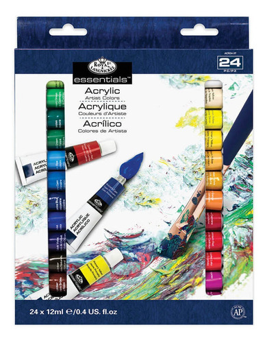 Tinta Acrílica Royal & Langnickel 24 Tubos - Acr24-3t Cor Branco