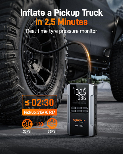 Wolfbox Arrancador 3000 A Con Compresor De Aire 160 Psi