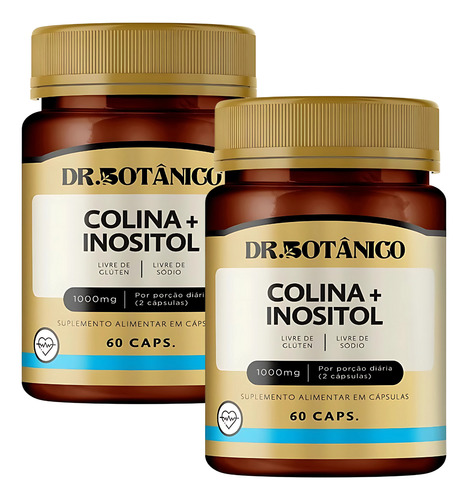 Kit 2 Un - Colina + Inositol 1000mg 60 Capsulas Dr Botanico